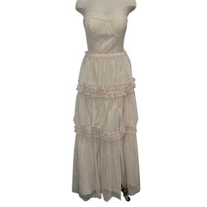 Revelry Cream Strapless Ruffle Dress